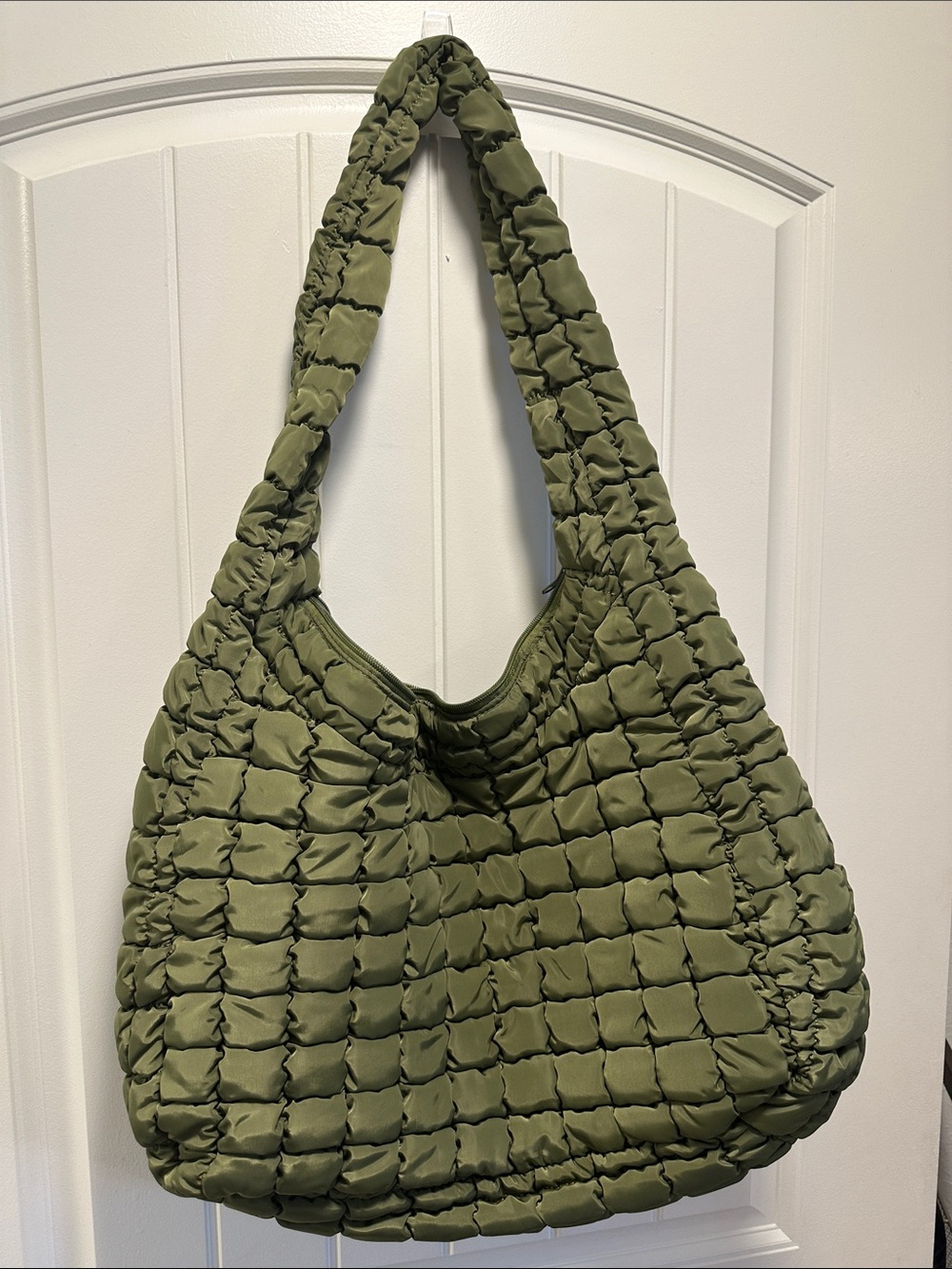 Olive Quilted Shoulder Tote Bag - Stylish Everyday Carry